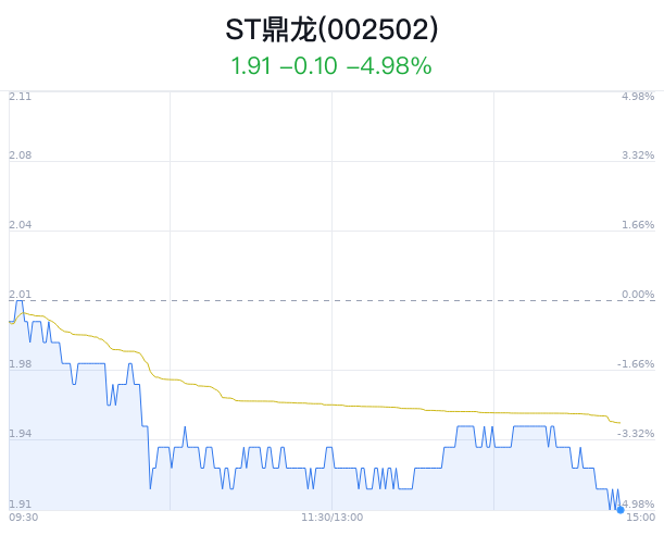 ST鼎龙触及跌停 主力净流出665万元