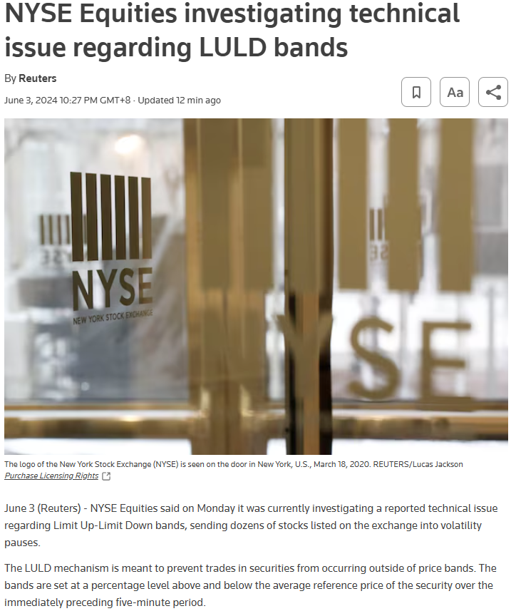 美股又出故障！伯克希尔哈撒韦等多股跌近100%，纽交所回应：技术问题 第2张