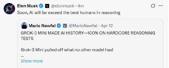 马斯克连发三条人工智能预测：实现完全自动驾驶、推理能力远超人类、预测未来 第2张